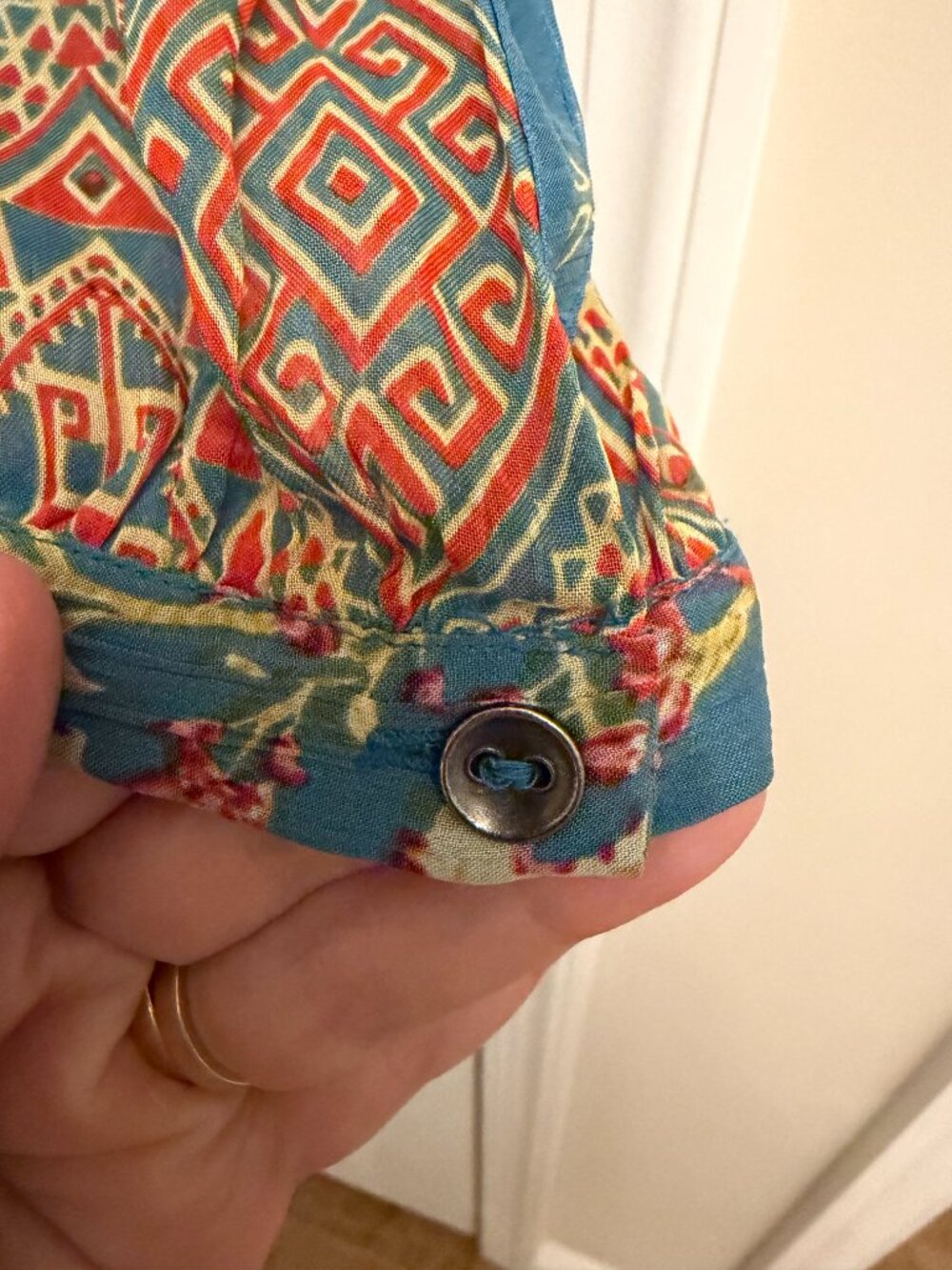 SOFT SURROUNDINGS teal blue floral boho tunic top (XL) - Picture 5 of 9